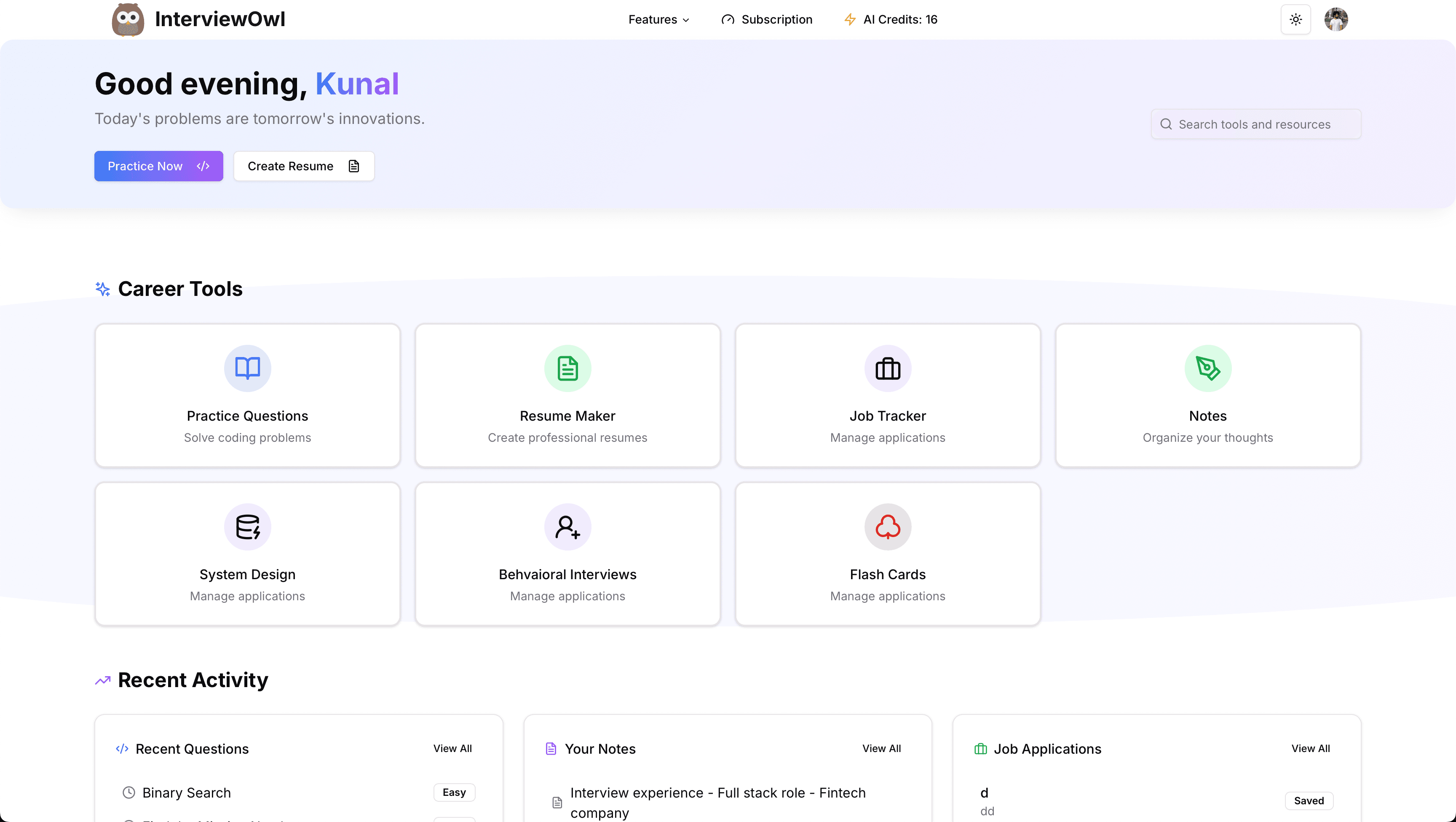 InterviewOwl Dashboard